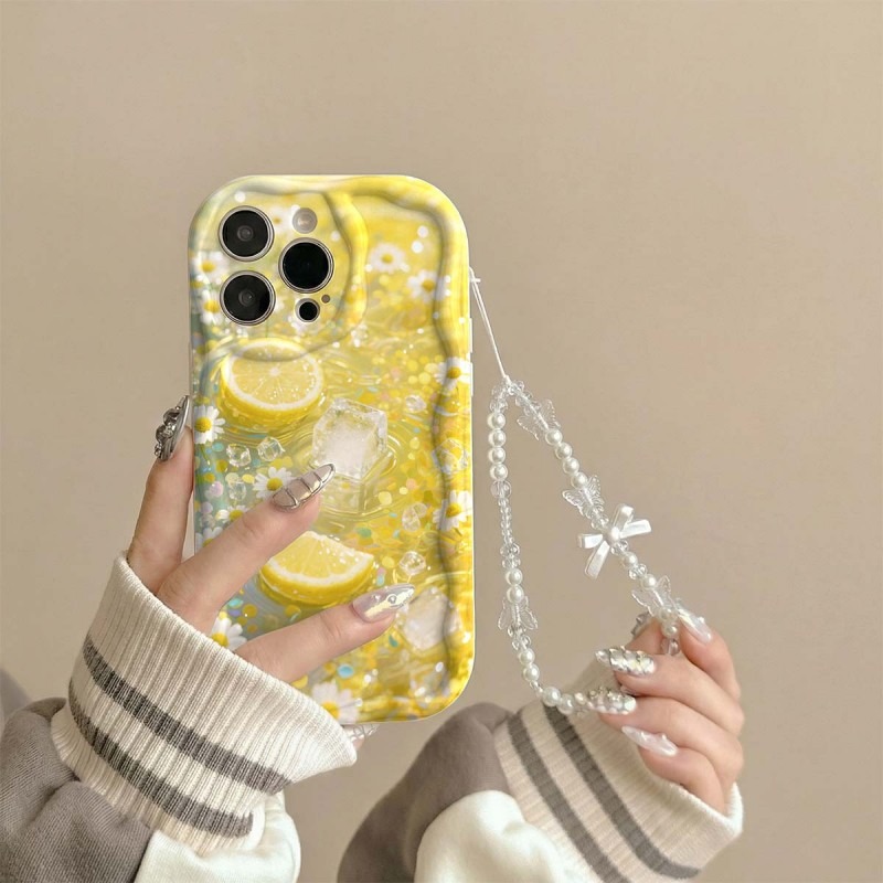 Yellow Phone Accessories - Yellow Lemon Blossom Ice Pattern Phone