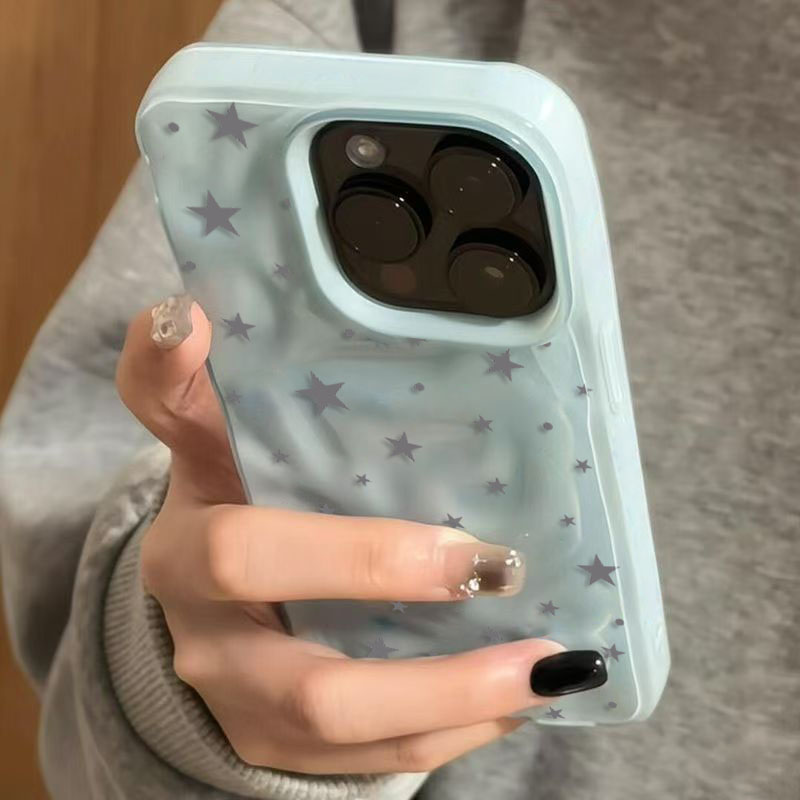 Yellow Phone Accessories - Minimalist Cute Star Wave Texture Phone